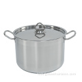 Stainless steel saucepan with lid and bottom